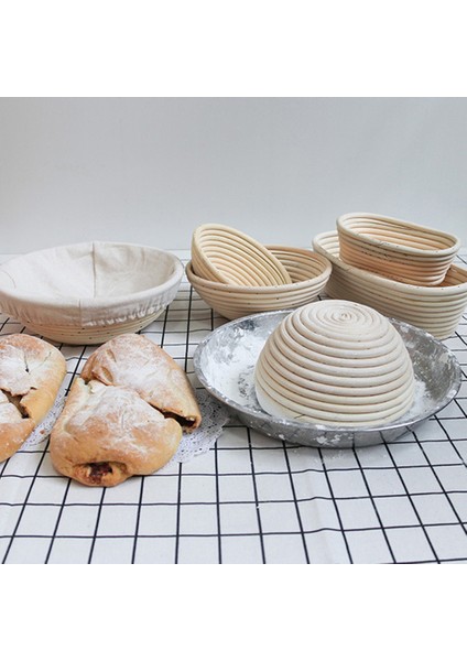 25X8.5CM Stili Ovalround Doğal Rattan Fermantasyon Ekmek Sepeti Banneton Hamur Hasır Rattan Kütle Sağlama Kanıtlama Sepetleri Kapaklı Rattan (Yurt Dışından)