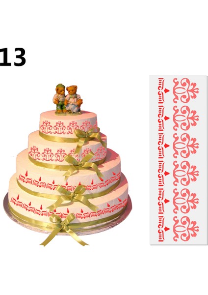 E27-13 Stili Tavuskuşu Tüyü Dantel Stencil Düğün Pastası Tasarım Plastik Şablon Kalıp Boyama Stencil Dekorasyon Şişe Fondan Araçları Bakeware (Yurt Dışından)