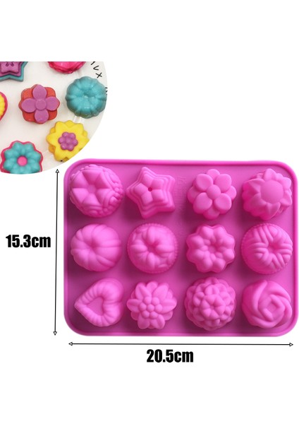 No.2 Tarzı Kek Mus Kalıp Gül Çiçek Krizantem Silikon Fırın Tepsisi Buz Küpü Tepsi Çikolata Şeker Jöle Buz Küpü Muffin El Yapımı Sabun (Yurt Dışından)