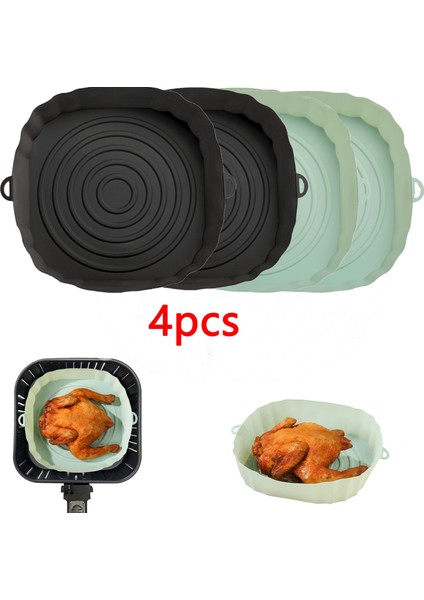 Gri Tarzı Hava Fritöz Tava Silikon Sepet Airfryer Fırın Pişirme Silikon Tepsi Yeniden Kullanılabilir Airfryer Pot Tava Astar Kalıp Pizza Kızarmış Tavuk (Yurt Dışından)