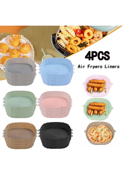 Gri Tarzı Hava Fritöz Tava Silikon Sepet Airfryer Fırın Pişirme Silikon Tepsi Yeniden Kullanılabilir Airfryer Pot Tava Astar Kalıp Pizza Kızarmış Tavuk (Yurt Dışından)