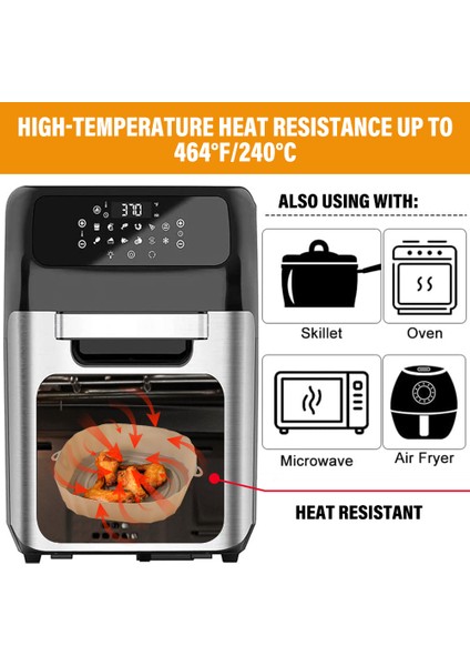 Gri Tarzı Hava Fritöz Tava Silikon Sepet Airfryer Fırın Pişirme Silikon Tepsi Yeniden Kullanılabilir Airfryer Pot Tava Astar Kalıp Pizza Kızarmış Tavuk (Yurt Dışından)