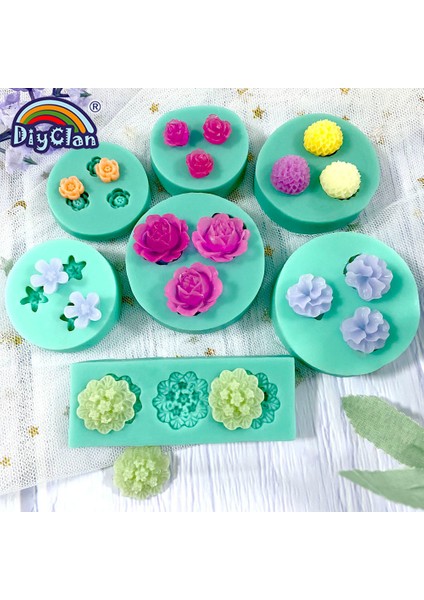F0144HM Tarzı Mini Çiçekler Serisi Silikon Kalıp Dıy El Yapımı Fondan Kek Pişirme Çikolata Şeker Kek Araçları Reçine Polimer Kil Yapımı Kalıp (Yurt Dışından)