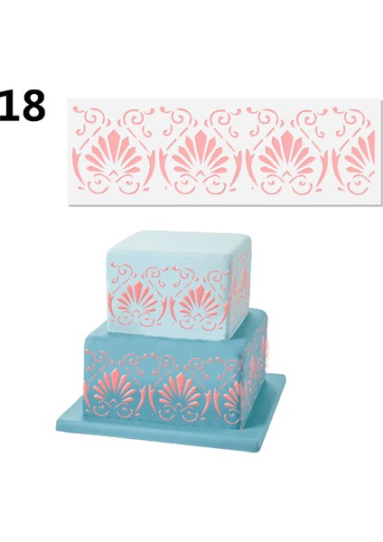 E27-18 Tarzı Tavuskuşu Tüyü Dantel Stencil Düğün Pastası Tasarım Plastik Şablon Kalıp Boyama Stencil Dekorasyon Şişe Fondan Araçları Bakeware (Yurt Dışından)