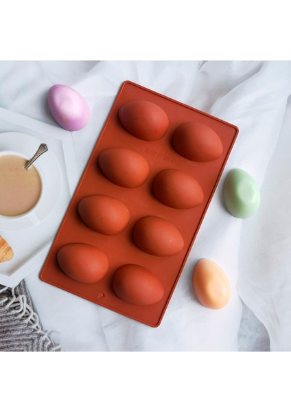 011PEMBE Tarzı 8 Yumurta Şekilli Paskalya Yumurtaları Silikon Pişirme Kalıp Pasta Çikolata Kalıp Puding Buz Kalıbı Kalıp Paskalya Diy Sabun Kalıp El Sanatları Hediyeler (Yurt Dışından)