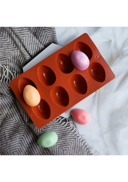011PEMBE Tarzı 8 Yumurta Şekilli Paskalya Yumurtaları Silikon Pişirme Kalıp Pasta Çikolata Kalıp Puding Buz Kalıbı Kalıp Paskalya Diy Sabun Kalıp El Sanatları Hediyeler (Yurt Dışından)