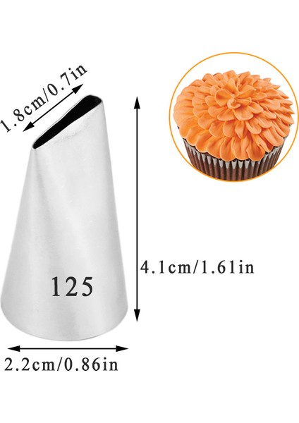NO.127 Stili #124 #125 #126 #127 #128 Gül Yaprağı Pasta Nozulları Paslanmaz Çelik Meme Seti Dıy Buzlanma G Ipuçları Cupcake Kek Dekorasyon Aracı (Yurt Dışından)