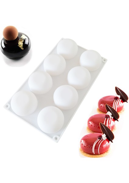 Beyaz Stil 8 Kavite Düz Yuvarlak Silikon Kek Kalıbı Dıy Çikolatalı Mousse Jöle Puding Pasta Dondurma Tatlı Ekmek Bakeware Pan Araçları (Yurt Dışından) fırsatları
