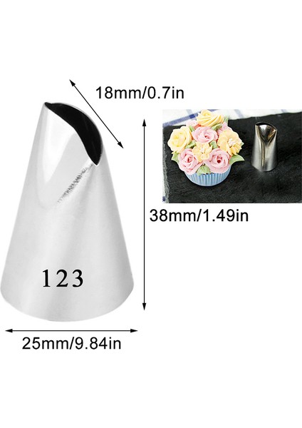 NO.123 Stili 4 Adet Gül Yaprağı Metal Krem Ipuçları Kek Dekorasyon Araçları Çelik Buzlanma G Nozullar Kek Krem Dekorasyon Aracı #61 #120 #123 #874 (Yurt Dışından)