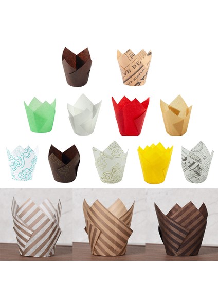 Bir Stil Lale Muffin Cupcake Kağıt Bardaklar Yağa Dayanıklı Cupcake Liner Pişirme Muffin Kutusu Bardak Durumda Kek Dekorasyon Aracı Muffin Wrap Kılıfları (Yurt Dışından) modelleri