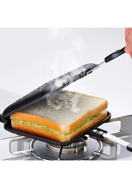 Siyah Stil Gle Taraflı Sandviç Tava, Izgara Kızartma Tavası, Haşlanma Önleyici Kulplar Yapışmaz Tost Tavası, Mutfak Malzemeleri (Yurt Dışından) modelleri