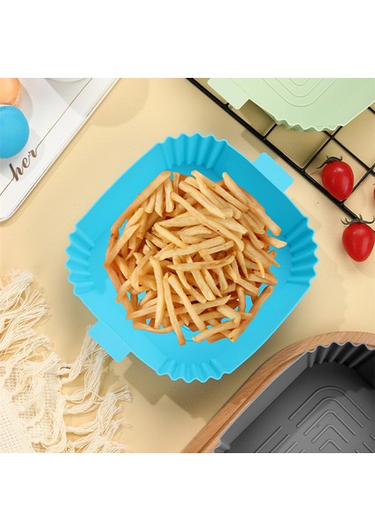 20CM-MAVI Tarzı Hava Fritöz Kare Silikon Astar Hava Fritöz Fırın Fırın Tepsisi Yeniden Kullanılabilir Hava Fritözler Tava Değiştirme Izgara Sepeti Mat Pot Aksesuarları (Yurt Dışından) indirimleri