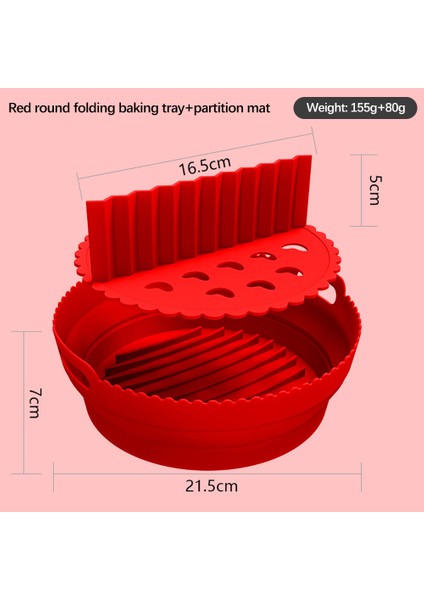 Kırmızı Stil Hava Fritöz Silikon Tava Fırın Tepsisi Kızarmış Tavuk Sepeti Mat Hava Fritöz Depolama Tepsisi Yağ Geçirmez Yuvarlak Yeniden Kullanılabilir Mutfak Aksesuarları (Yurt Dışından)