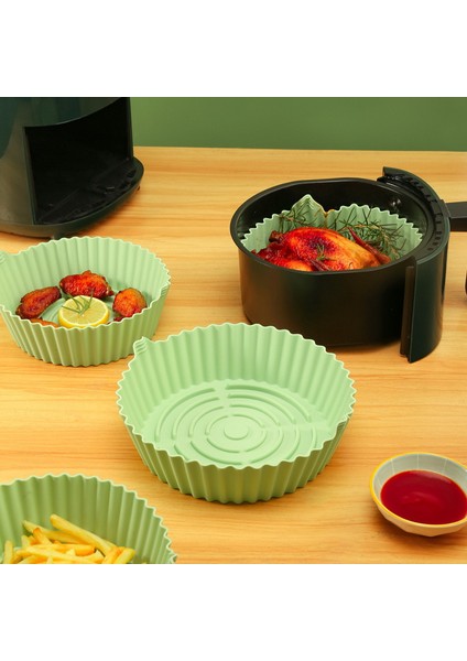 16.5X16X5CM-A Tarzı cm Hava Fritözler Fırın Fırın Tepsisi Kızarmış Pizza Tavuk Sepeti Mat Airfryer Silikon Pot Yuvarlak Yedek Izgara Tavası Aksesuarları (Yurt Dışından)