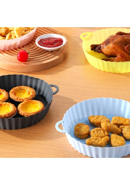 16.5X16X5CM-A Tarzı cm Hava Fritözler Fırın Fırın Tepsisi Kızarmış Pizza Tavuk Sepeti Mat Airfryer Silikon Pot Yuvarlak Yedek Izgara Tavası Aksesuarları (Yurt Dışından)