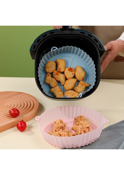 16.5X16X5CM-A Tarzı cm Hava Fritözler Fırın Fırın Tepsisi Kızarmış Pizza Tavuk Sepeti Mat Airfryer Silikon Pot Yuvarlak Yedek Izgara Tavası Aksesuarları (Yurt Dışından)