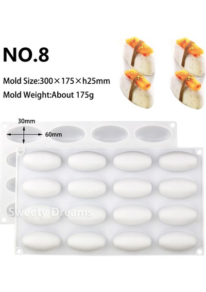 No.8 Tarzı Şerit Şekli Silikon Kek Kalıpları Pişirme Trüf Mousse Tatlı Pasta Kek Kalıpları Şifon Brownie Pan Araçları (Yurt Dışından)