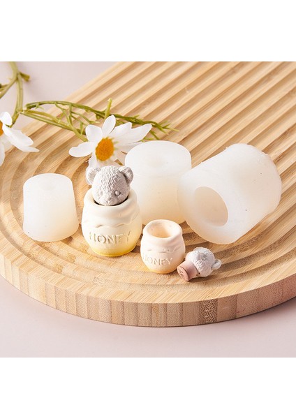 L Tarzı 3D Ayı Bal Kavanozu Silikon Mum Kalıp Çikolata Fondan Pişirme Kek Dekor Araçları Şeker Kutusu Makinesi Aroma Mum Alçı Sabunu Kalıp (Yurt Dışından)