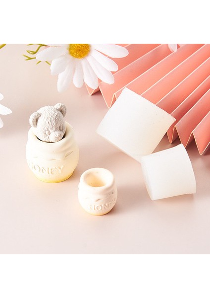L Tarzı 3D Ayı Bal Kavanozu Silikon Mum Kalıp Çikolata Fondan Pişirme Kek Dekor Araçları Şeker Kutusu Makinesi Aroma Mum Alçı Sabunu Kalıp (Yurt Dışından)