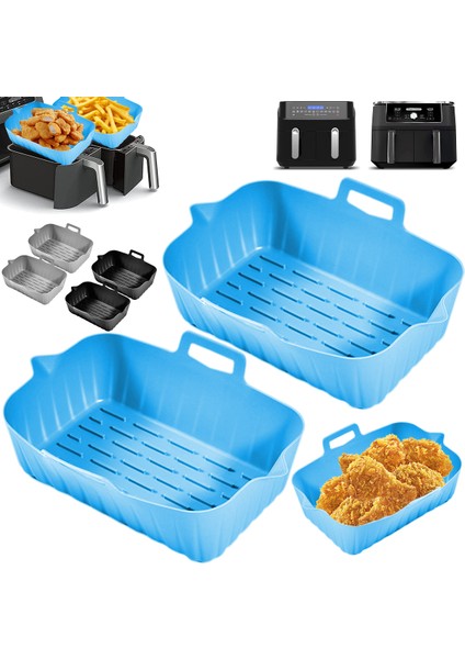 Siyah Stil Licone Airfryer Pot Hava Fritöz Aksesuarları Fırın Fırın Tepsisi Kızarmış Pizza Tavuk Sepeti Mat Izgara Tavası Mutfak Aksesuarları (Yurt Dışından)