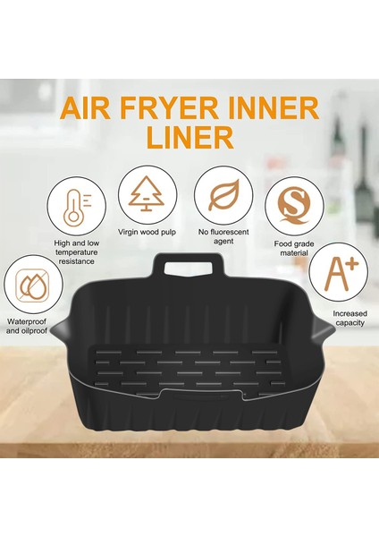 Siyah Stil Licone Airfryer Pot Hava Fritöz Aksesuarları Fırın Fırın Tepsisi Kızarmış Pizza Tavuk Sepeti Mat Izgara Tavası Mutfak Aksesuarları (Yurt Dışından)