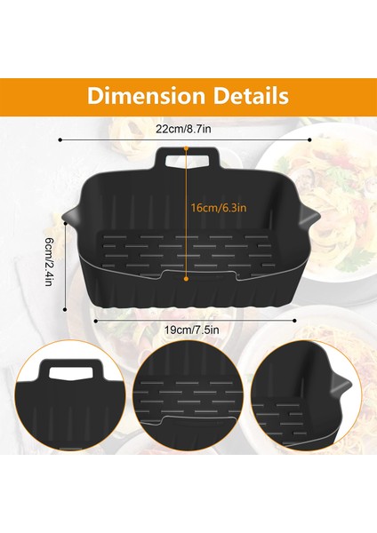 Siyah Stil Licone Airfryer Pot Hava Fritöz Aksesuarları Fırın Fırın Tepsisi Kızarmış Pizza Tavuk Sepeti Mat Izgara Tavası Mutfak Aksesuarları (Yurt Dışından)