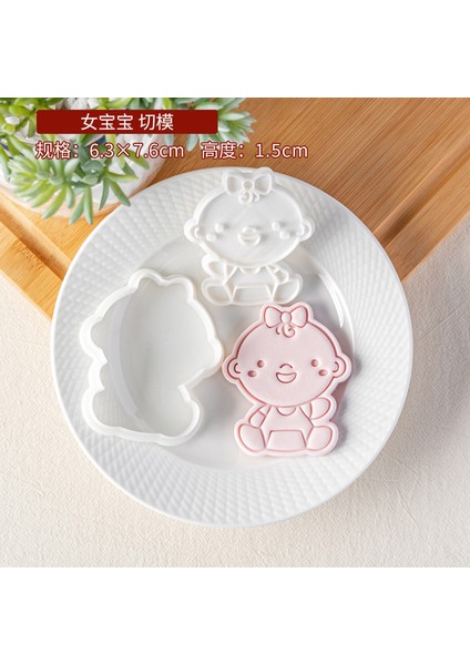 PC0381 Stili Kız Bebek Bisküvi Kalıp Akrilik Kabartma Basın Damga Önlük Başlık Fondan Kurabiye Kesici Ev Bebek Duş Dıy Pişirme Araçları (Yurt Dışından)