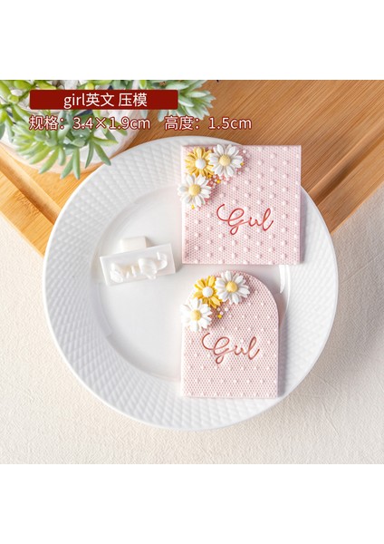 PC0382 Stili Kız Bebek Bisküvi Kalıp Akrilik Kabartma Basın Damga Önlük Başlık Fondan Kurabiye Kesici Ev Bebek Duş Dıy Pişirme Araçları (Yurt Dışından)