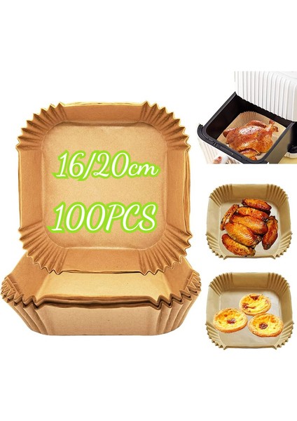 16CM Tarzı 100 Adet Adet Hava Fritöz Tek Kullanımlık Parşömen Kağıdı Astar Yağ Geçirmez Kağıt Tepsisi Yapışmaz Pişirme Mat Hava Fritöz Aksesuarları Kare (Yurt Dışından) fiyatları