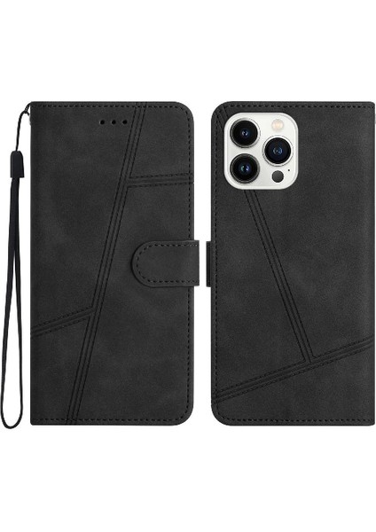 IPhone 15 Için Flip Case Pro Bilek Kayışı Cüzdan Pu Deri Tam Koruma (Yurt Dışından)