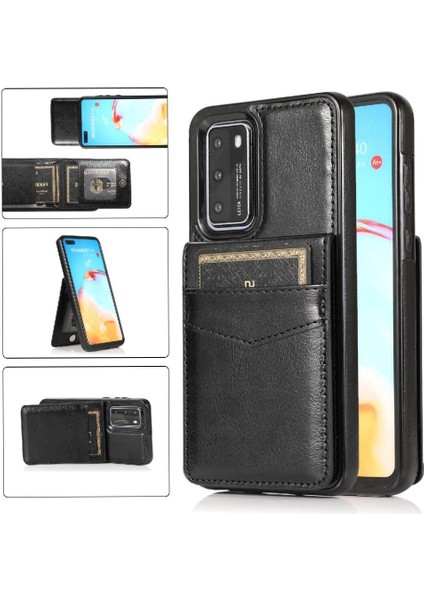 Huawei P40 Manyetik Toka Kickstand Vaka Cüzdan Kartı ile Uyumlu (Yurt Dışından)