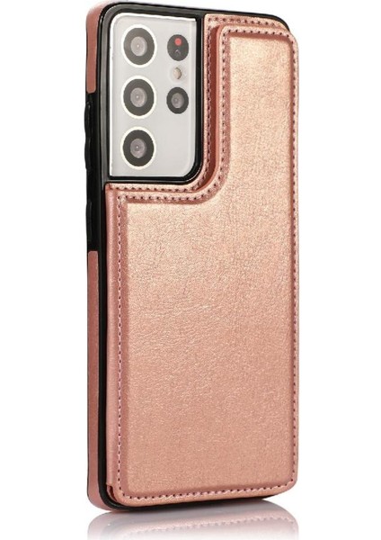 Kart ile Samsung Galaxy S21 Ultra Çift Manyetik Toka Için Cüzdan Kılıf (Yurt Dışından) fiyatları