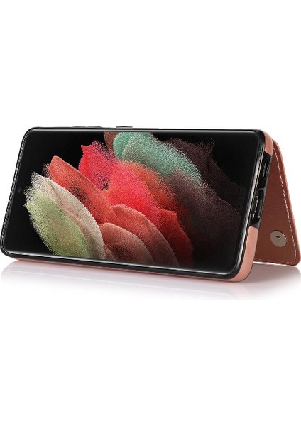 Kart ile Samsung Galaxy S21 Ultra Çift Manyetik Toka Için Cüzdan Kılıf (Yurt Dışından) fırsatları