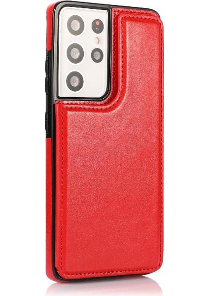 Kart ile Samsung Galaxy S21 Ultra Çift Manyetik Toka Için Cüzdan Kılıf (Yurt Dışından) fırsatları