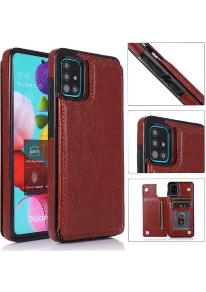 Cüzdan Kılıf Samsung Galaxy A51 5g Çift Manyetik Toka Kickstand Pu (Yurt Dışından)