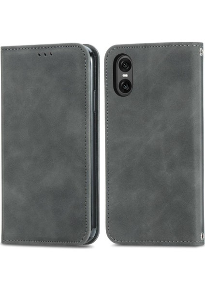 Sony Xperia 10 Vı Için Flip Case Cüzdan Basit Iş Deri Kılıf Flip (Yurt Dışından)