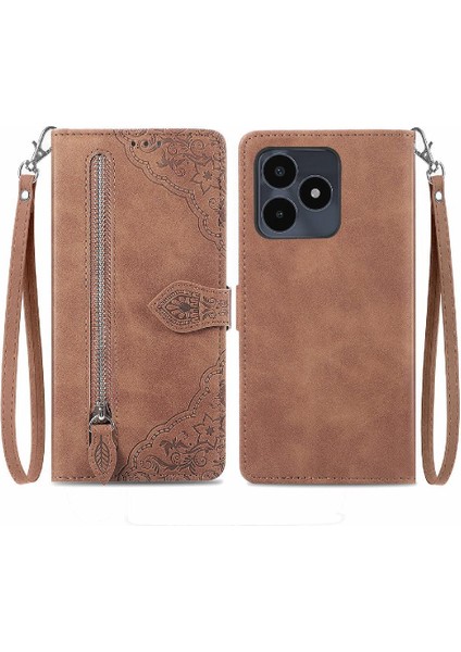 Realme Not 50 Çok Renkli Flip Fermuar Tarzı Cüzdan Yuvası Için Flip Case (Yurt Dışından)