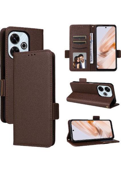Xıaomı Poco M6 4g Manyetik Yan Toka Cüzdan Pu Deri Için Flip Case (Yurt Dışından)