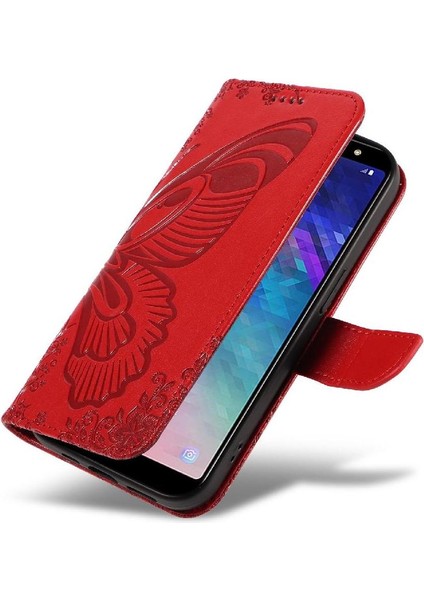 Samsung Galaxy A6 Artı Kredi Kartı Yuvası Kabartmalı Yüksek Flip Case (Yurt Dışından)