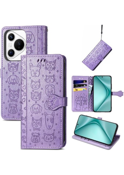 Huawei Pura 70 Pro Için Flip Case Kısa Kayış Karikatür Hayvanlar Darbeye (Yurt Dışından) fırsatları