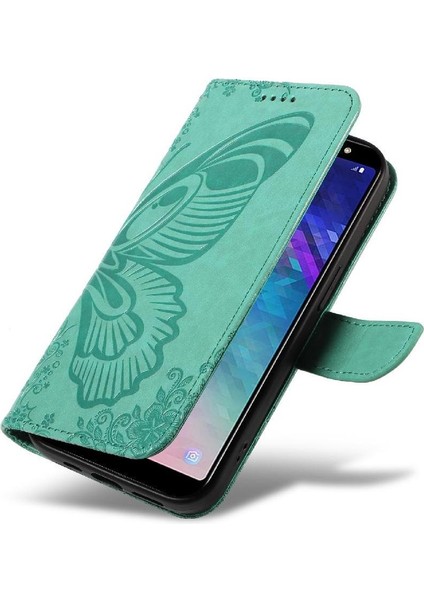 Samsung Galaxy A6 Artı Kredi Kartı Yuvası Kabartmalı Yüksek Flip Case (Yurt Dışından)