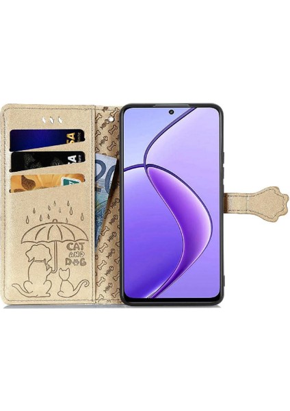 Colorful Shop Realme 12 Için Flip Case Deri Kılıf Karikatür Hayvanlar Kısa Kayış Flip (Yurt Dışından)