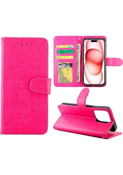 IPhone 15 Için Flip Case Manyetik Kapatma Kickstand Pu Deri Kart Tutucu (Yurt Dışından)