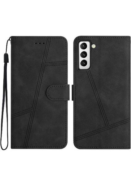 Samsung Galaxy S22 Bilek Kayışı Cüzdan Pu Deri Kart Yuvaları Için Flip Case (Yurt Dışından)