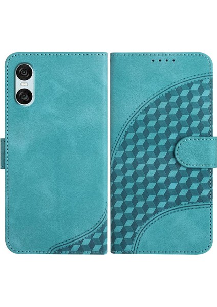 Sony Xperia 10 Vı Darbeye Deri Kılıf Için Flip Case Geometrik Desen (Yurt Dışından)