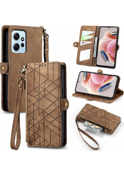 Xiaomi Redmi Not 12 Için Flip Case 4g Darbeye Deri Kılıf Kapak Çevirin (Yurt Dışından)