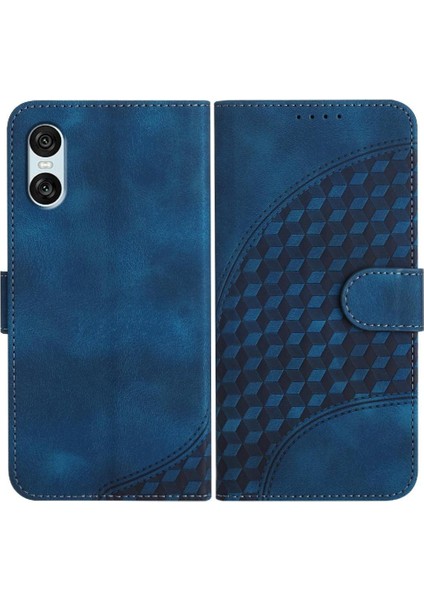 Sony Xperia 10 Vı Darbeye Deri Kılıf Için Flip Case Geometrik Desen (Yurt Dışından)