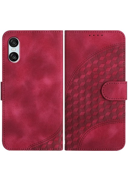 Sony Xperia 10 Vı Darbeye Deri Kılıf Için Flip Case Geometrik Desen (Yurt Dışından)