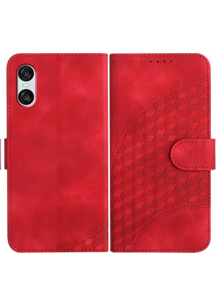 Sony Xperia 10 Vı Darbeye Deri Kılıf Için Flip Case Geometrik Desen (Yurt Dışından)
