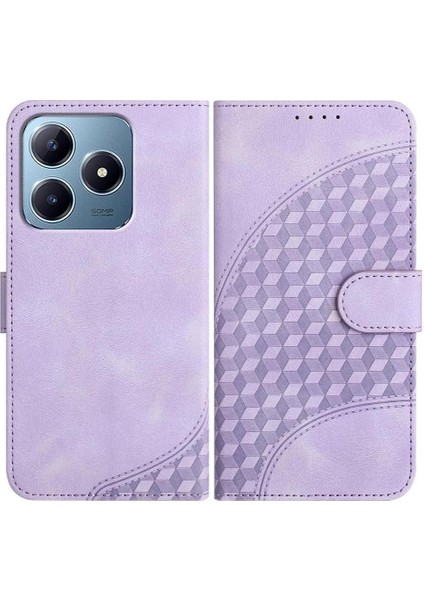 Realme C63 Geometrik Desen Flip Iş Manyetik Kart Pu Için Flip Case (Yurt Dışından)